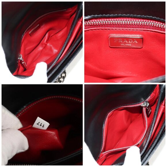 PRADA Chain Shoulder Bag Nylon Black Silver 1BD009 Auth 145246M - Picture 15 of 16